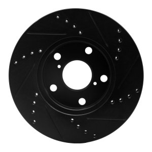 Toyota RAV4 Brake Rotor (1) - Front Left - R1 Concepts - Drilled & Slotted - Black - `01-`05